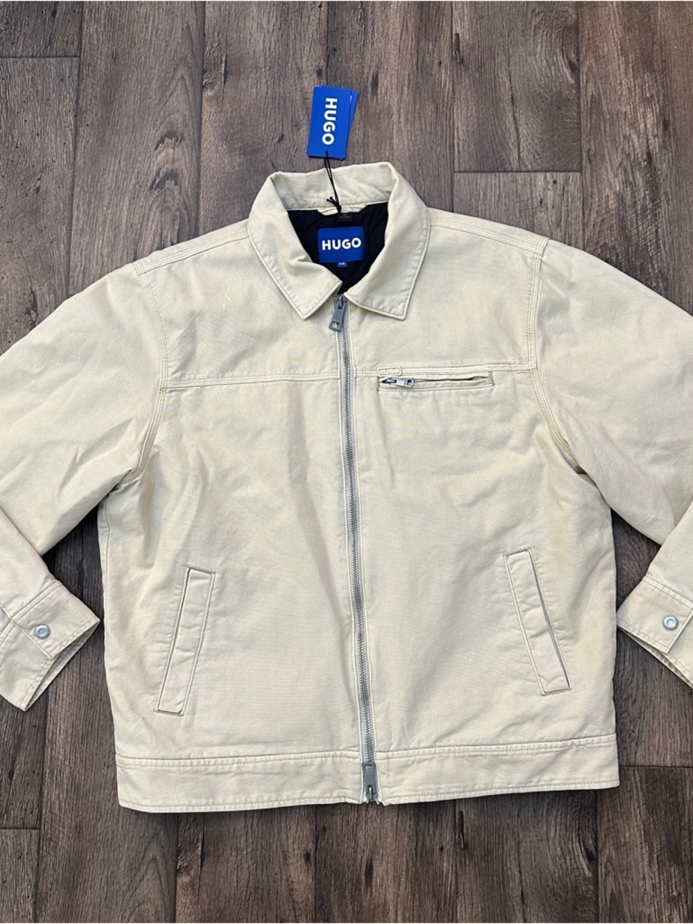 Hugo Boss Regular Fit Utility Natural Cotton Canvas Jacket Men’s Size XXL Beige